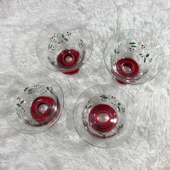 Pfaltzgraff Set of 4 Winterberry Glass Pedestal Dessert Bowls - Picture 7 of 11